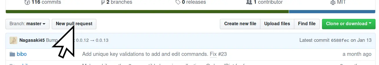 GitHub pull request button